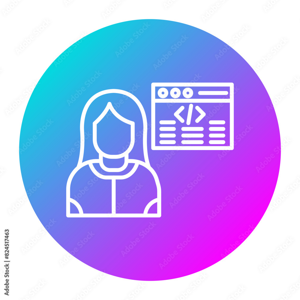 Citizen Developer Female vector icon. Can be used for No Code iconset. Citizen Developer Female vector icon. Can be used for No Code iconset.