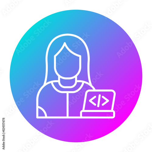 Developer Female vector icon. Can be used for No Code iconset.