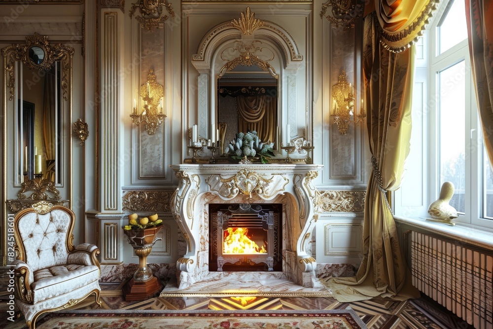 Obraz premium Classical Fireplace Interior