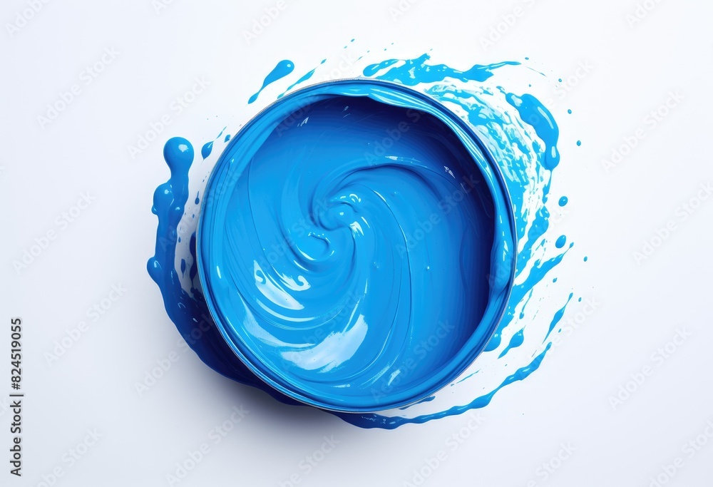 Fototapeta premium Decorative blue paint on a white background, top view