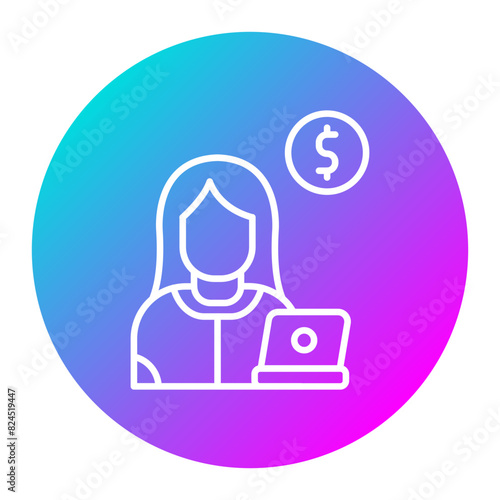 Freelancer Female vector icon. Can be used for Home Based Business iconset.