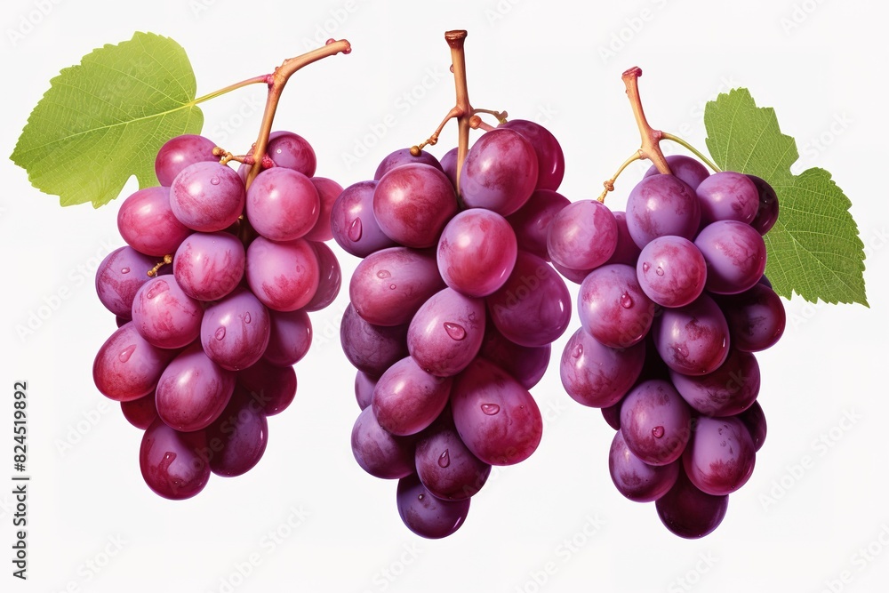 Fototapeta premium illustration of different variety of grape on white background