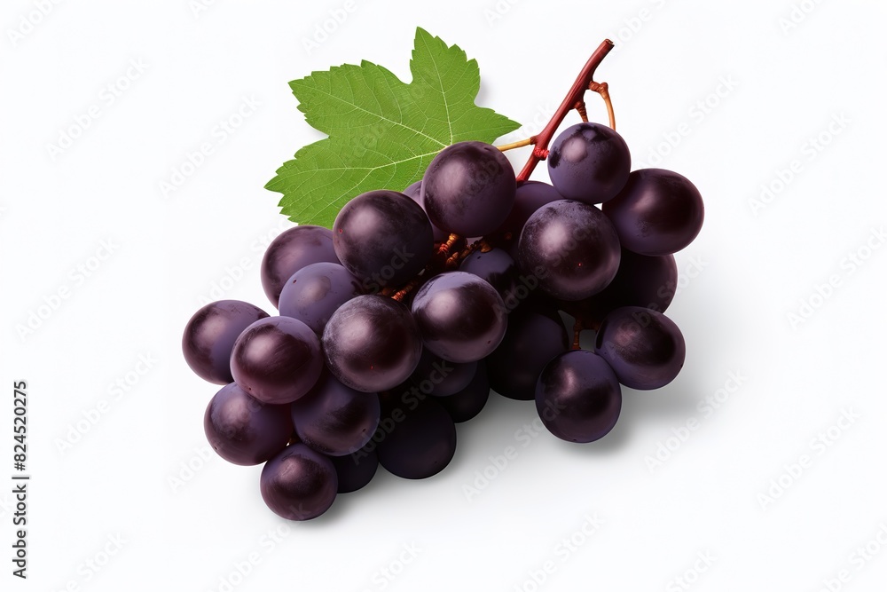 purple grapes with water drops on white background purple grapes with water drops on white background