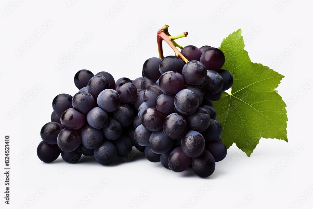 purple grapes with water drops on white background purple grapes with water drops on white background