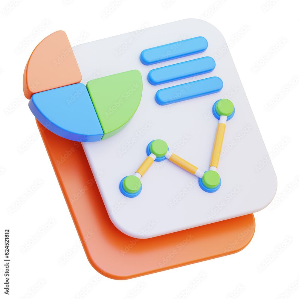 Business Report 3D illustration with isolated background Business Report 3D illustration with isolated background