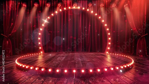 red circus stage podium background carnival light illustration. seamless looping overlay 4k virtual video animation background