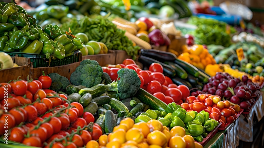 Fresh Organic Vegetables on Display at a Local Farmer's Market Fresh Organic Vegetables on Display at a Local Farmer's Market