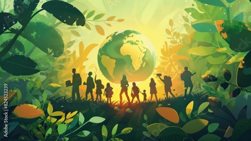 Earth protection day people protect the planet from pollution illustration © Art Wall