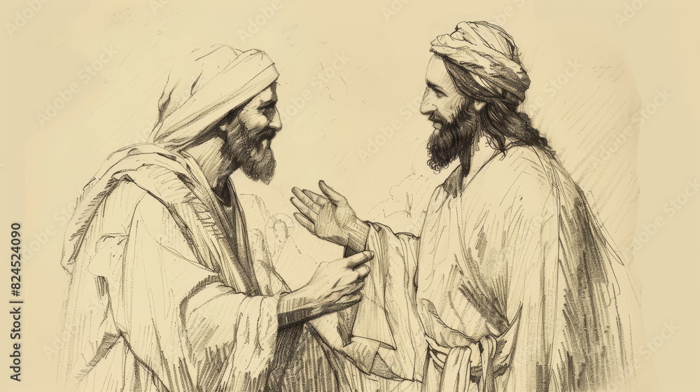 Obraz premium Jesus’ Compassion for the Multitudes, Biblical Illustration of Love and Care, Ideal for Religious article