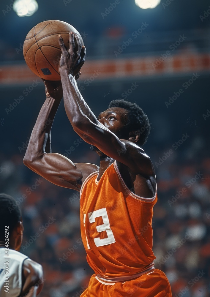 Olympic games Basketball Games: Players in action, both shooting and defending Olympic games Basketball Games: Players in action, both shooting and defending
