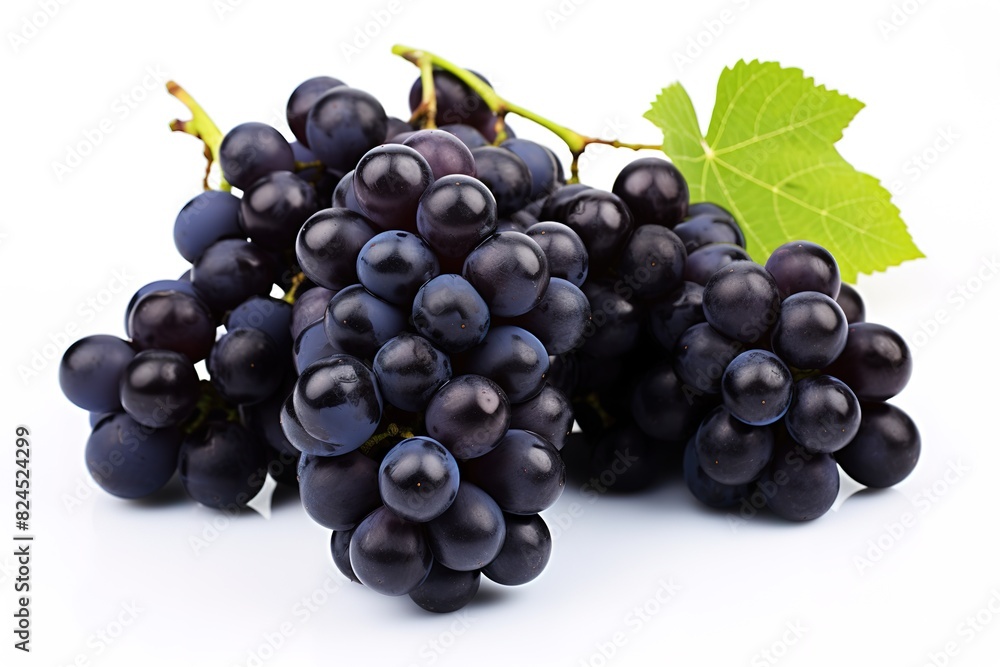purple grapes with water drops on white background purple grapes with water drops on white background