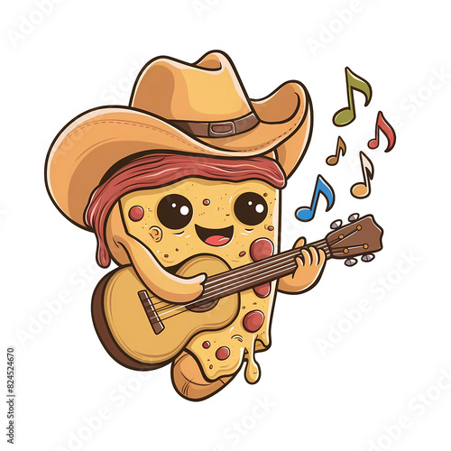 Character pizza playing guitar