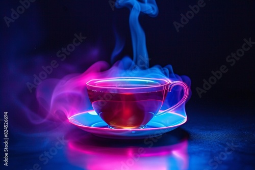 a cup of tea with smoke photo