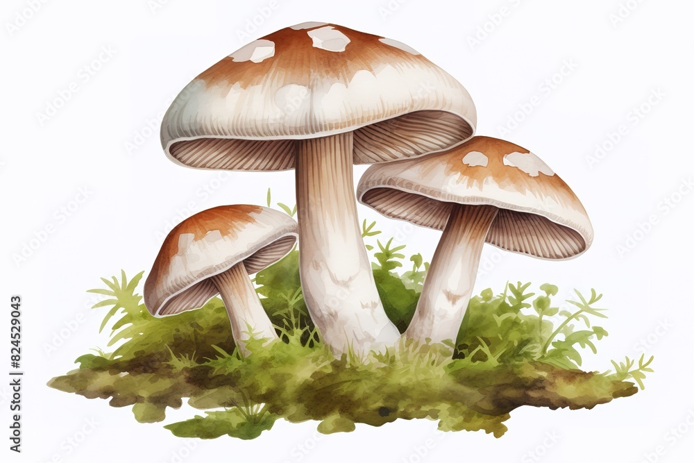 red fly agarics mushrooms on a white background. red fly agarics mushrooms on a white background.