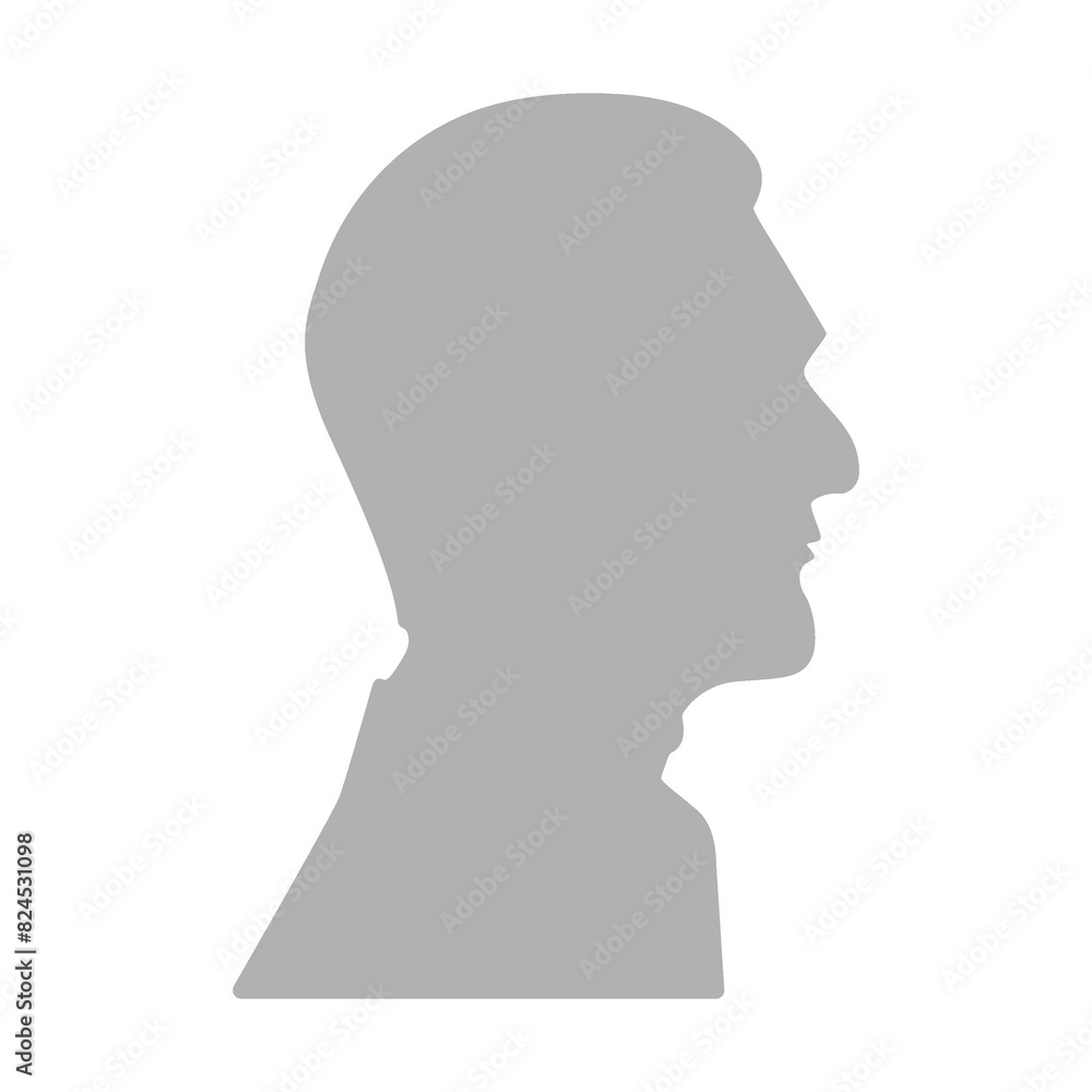 Flat illustration. Gray silhouette of a elderly man on a white background. Suitable for social media profiles, icons, screensavers and as a template...