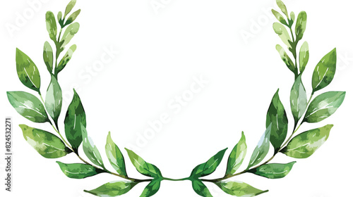 Watercolor green leaves wreath leaf boarder simple le photo