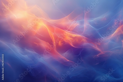 Depicting a  blue and orange abstract is lit up  high quality  high resolution