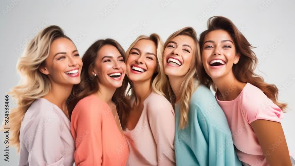 Group of cheerful women standing close together, smiling and laughing, embodying friendship, joy, and camaraderie. Their casual attire and happy expressions create a sense of warmth and connection.
Group of cheerful women standing close together, smiling and laughing, embodying friendship, joy, and camaraderie. Their casual attire and happy expressions create a sense of warmth and connection.