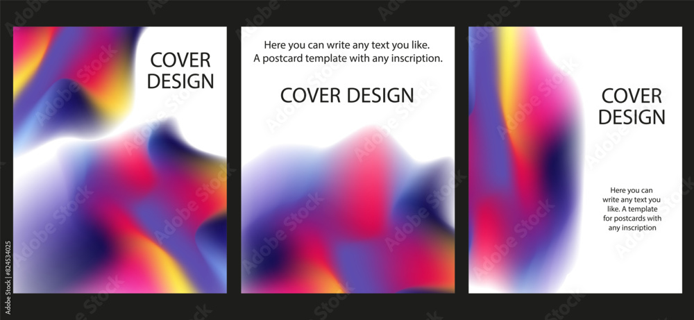 Modern Gradient poster covers set. Trendy Vibrant Gradient color corporate brochures collection. Playful Liquid  Fluid vector for web and social media poster, card, postcard template. EPS 10