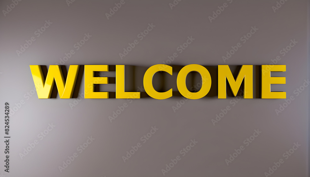 Fototapeta premium Welcome text on a Yellow background