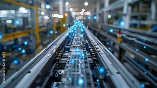 Industrial Innovation A factory with IoT sensors and data analytics displays, emphasizing the role of smart technology in industrial efficiency. Realistic Photo,