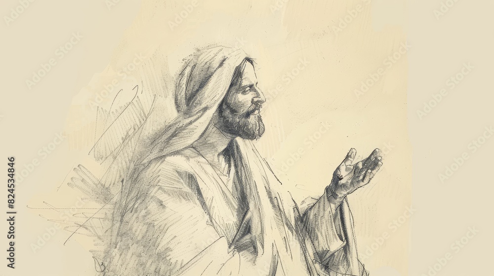 Fototapeta premium Divine Wisdom and Truth: Jesus' Teaching on the Kingdom of God, Biblical Illustration Perfect for Stock Photography