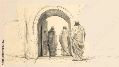 Faith and Obedience: Jesus' Teaching on the Narrow Gate, Biblical Illustration Perfect for Stock Photography