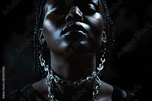 a woman with a chain around her neck