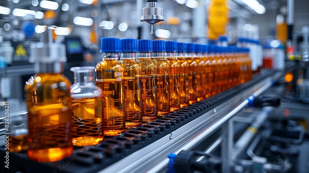 Industrial Innovation A high-tech lab with automated chemical analyzers, representing innovation in industrial chemistry. Realistic Photo, Industrial Innovation A high-tech lab with automated chemical analyzers, representing innovation in industrial chemistry. Realistic Photo,