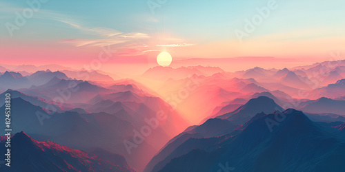 sunrise over mountains Sunrise Over Majestic Peaks