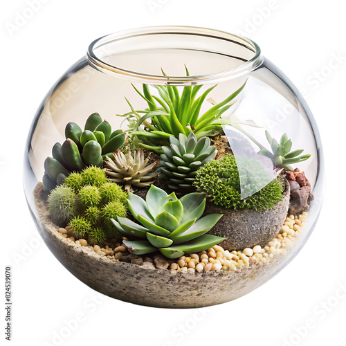 Beautiful terrarium building kit isolated on transparent background photo