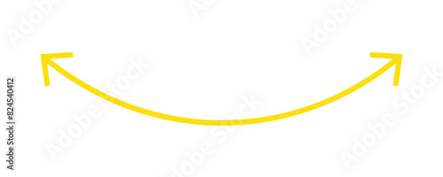 Semicircular curved thin long double ended arrow with background.	