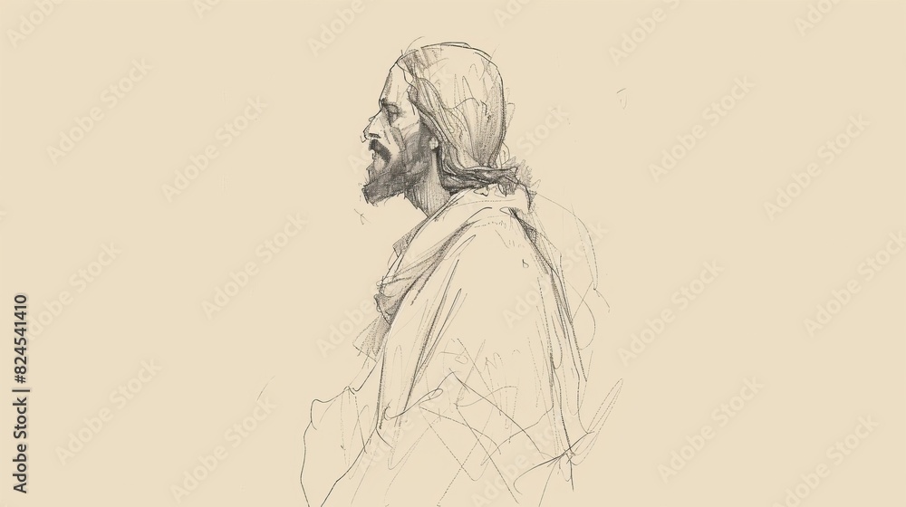 Fototapeta premium Discipleship and Commitment: Jesus' Call to Follow Him, Biblical Illustration Perfect for Stock Photography