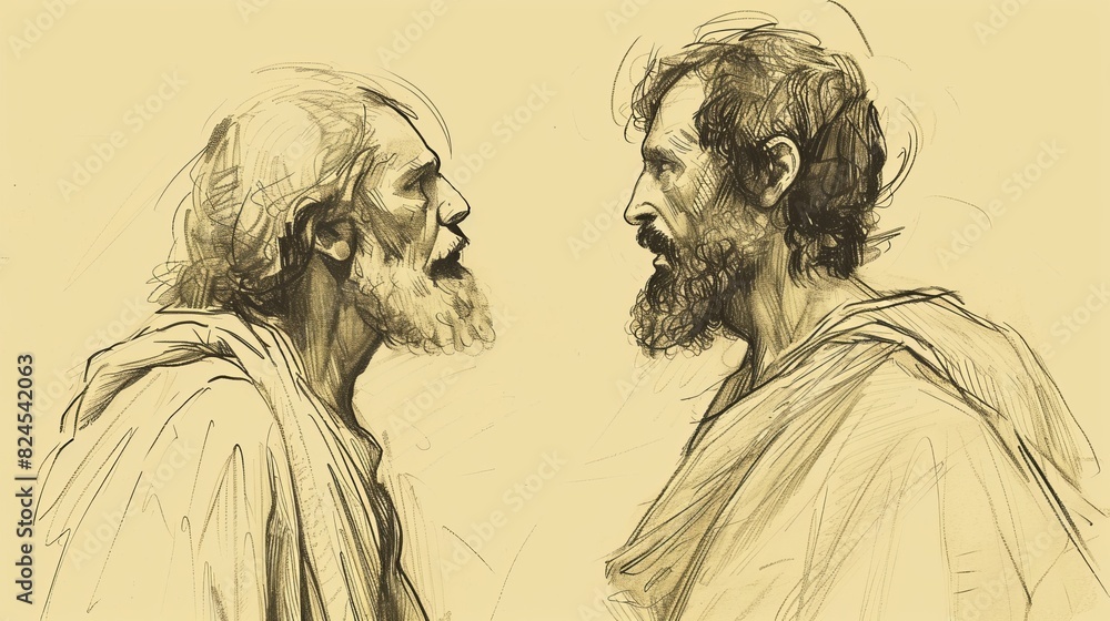 Obraz premium Transformation and Calling: Jesus Appearing to Saul on the Road to Damascus, Biblical Illustration Perfect for Stock Photography