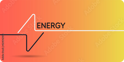 Linear image of lightning on a flat yellow background with text. Vector illustration.