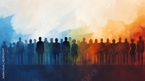 silhouettes of diverse businesspeople bustling in a vibrant city, depicting people of all ages, ethnicities, and backgrounds. A perfect reflection of the diversity and energy.banner