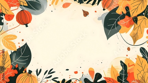 Vibrant Autumn Ornamental Border Frame for Thanksgiving Day Background