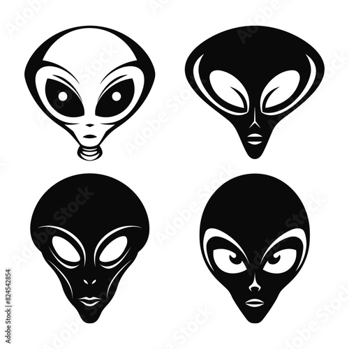 Alien Face Black Color Vector