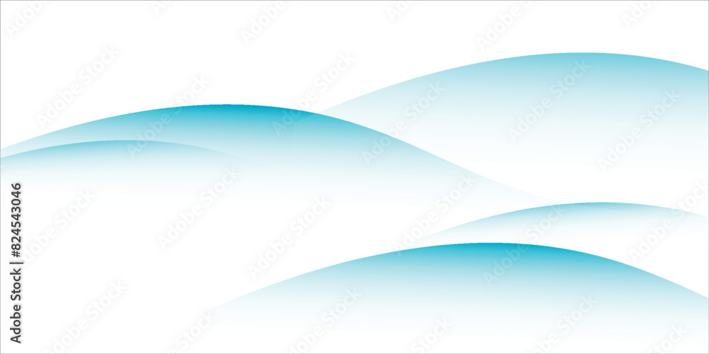 Blue abstract wave on white background. Flowing glowing blue curve shape. Modern shiny gradient wavy. Futuristic technology style. Horizontal banner template. Vector Blue abstract wave on white background. Flowing glowing blue curve shape. Modern shiny gradient wavy. Futuristic technology style. Horizontal banner template. Vector