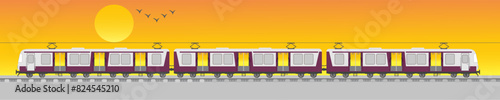 Mumbai Local Train with sunset - Vectore