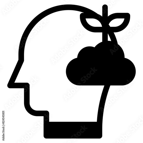 Vector Icon growth, mind, thought, user, human brain