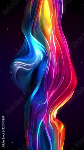 Abstract colorful flow animation background. Vertical video. 