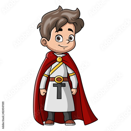 Cute boy cartoon wearing costume knight