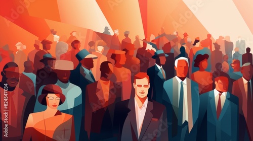 Diversity in Unity - Abstract Crowd of People Illustration