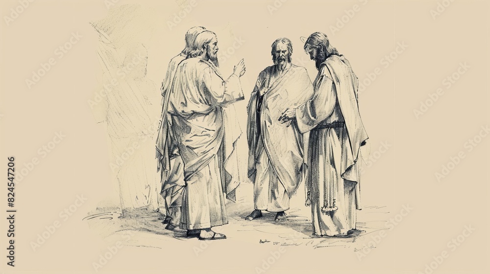 Fototapeta premium Biblical Illustration of Jesus' Lesson on Mustard Seed Faith, Emphasizing the Power of Small but Strong Faith