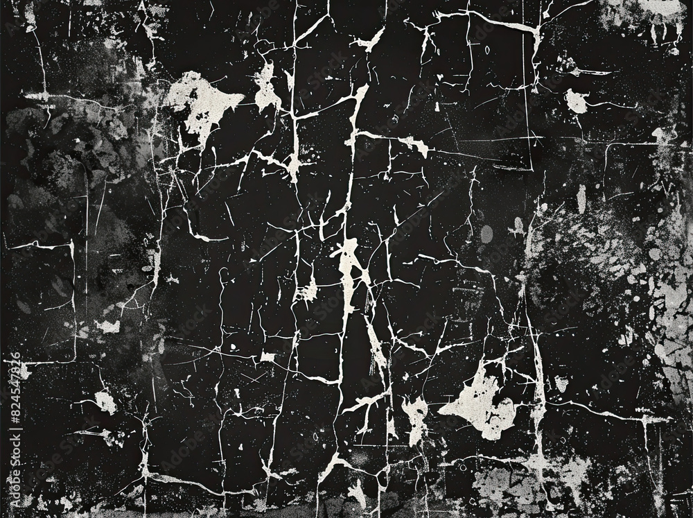 Black and white grunge texture with cracked paint, dark background. Created with Ai