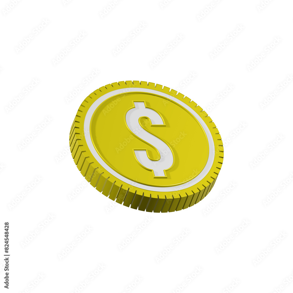 3d realistic gold coin icon. With dollar sign 3d realistic gold coin icon. With dollar sign