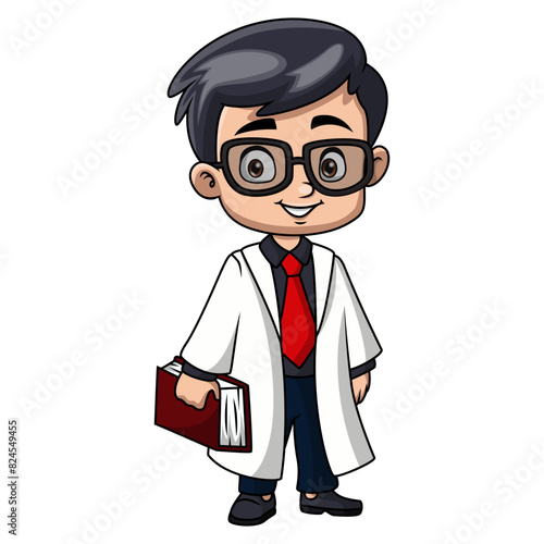 Cute boy cartoon wearing costume lawyer
