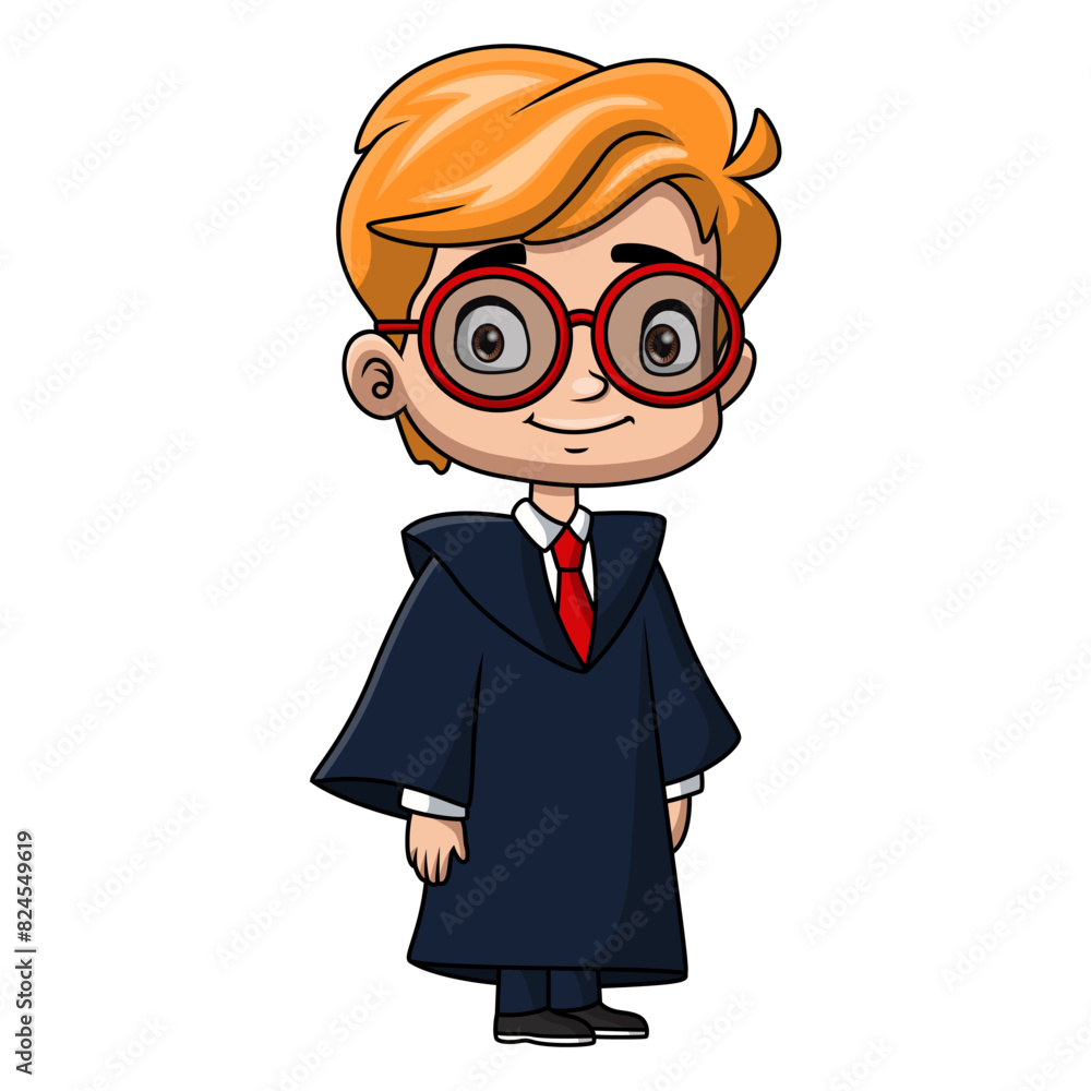 Cute boy cartoon wearing costume lawyer
