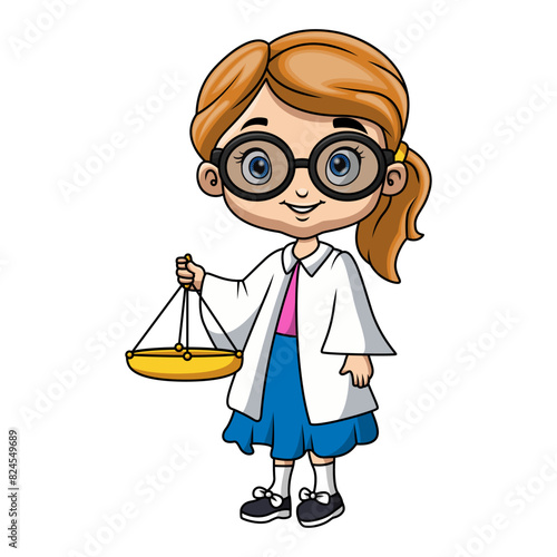 Cute girl cartoon wearing costume lawyer